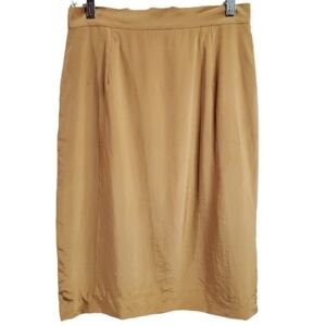 Talbots Vintage 90s 100% silk Gold Pencil Straight Skirt 12
